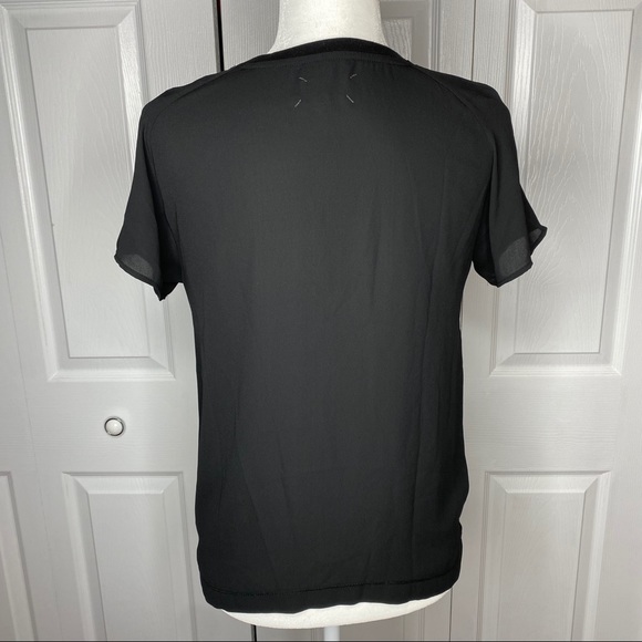 🔥SOLD🔥 Lou & Grey Sheer Sleeve T-Shirt Gray Black XS - Picture 11 of 16